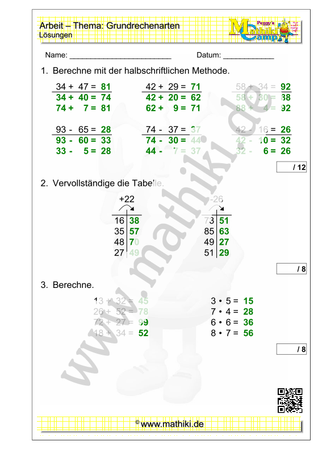 13. Mathearbeit (2. Klasse) - ©2023, www.mathiki.de