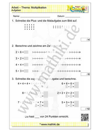 14. Mathearbeit (2. Klasse) - ©2023, www.mathiki.de