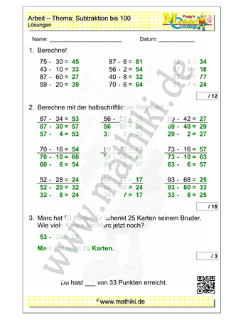 16. Mathearbeit (2. Klasse) - ©2023, www.mathiki.de