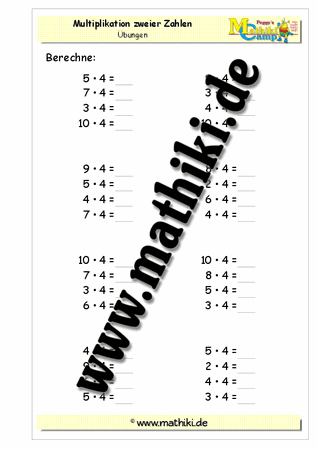 Einmaleins mit 4 - ©2011-2016, www.mathiki.de - Ihre Matheseite im Internet