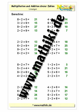 Multiplikation / Addition: E • E + E - ©2011-2016, www.mathiki.de - Ihre Matheseite im Internet