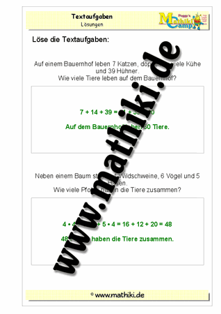 Klasse 3: Textaufgaben gemischt - ©2011-2016, www.mathiki.de - Ihre Matheseite im Internet