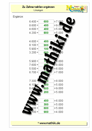Zahlen ergänzen bis T.000 - ©2011-2016, www.mathiki.de - Ihre Matheseite im Internet