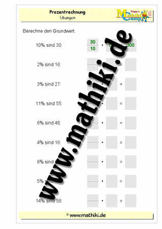 Grundwert berechnen - ©2011-2016, www.mathiki.de - Ihre Matheseite im Internet