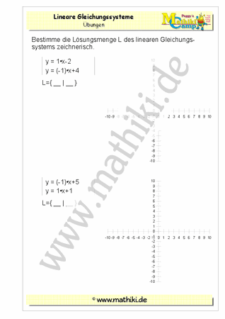 Lineare Gleichungssysteme (I) (Klasse 9/10) - ©2011-2019, www.mathiki.de