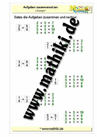 Aufgaben erstellen Addition bis 10 - ©2011-2018, www.mathiki.de