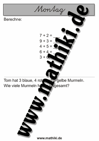 Die Wochenhefte der Klasse 1 - ©2011-2016, www.mathiki.de - Ihre Matheseite im Internet