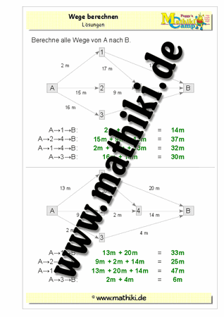 Wege berechnen - ©2011-2016, www.mathiki.de - Ihre Matheseite im Internet