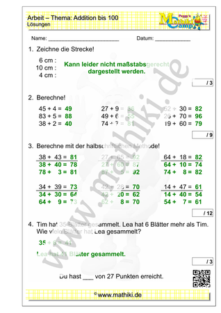 10. Mathearbeit (2. Klasse) - ©2023, www.mathiki.de