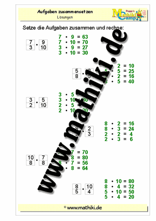 Aufgaben zusammensetzen: Multiplikation - ©2011-2016, www.mathiki.de - Ihre Matheseite im Internet