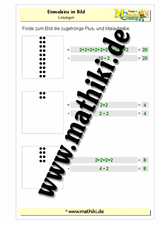 Einmaleins im Bild mit 2 - ©2011-2016, www.mathiki.de - Ihre Matheseite im Internet