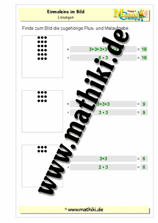 Einmaleins im Bild mit 3 - ©2011-2016, www.mathiki.de - Ihre Matheseite im Internet