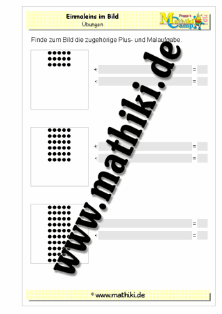 Einmaleins im Bild mit 5 - ©2011-2016, www.mathiki.de - Ihre Matheseite im Internet