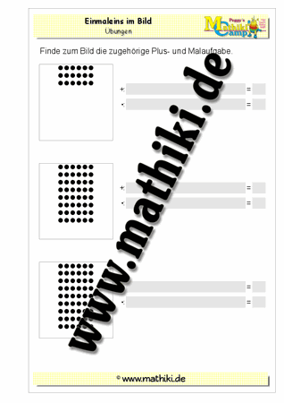 Einmaleins im Bild mit 6 - ©2011-2016, www.mathiki.de - Ihre Matheseite im Internet