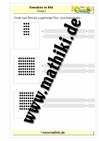 Einmaleins im Bild gemischt - ©2011-2016, www.mathiki.de - Ihre Matheseite im Internet
