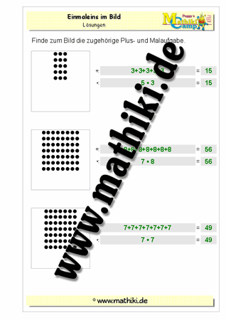 Einmaleins im Bild gemischt - ©2011-2016, www.mathiki.de - Ihre Matheseite im Internet