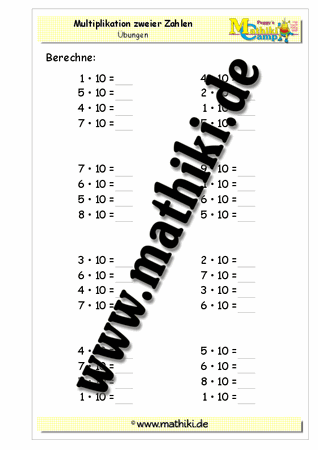 Einmaleins mit 10 - ©2011-2016, www.mathiki.de - Ihre Matheseite im Internet
