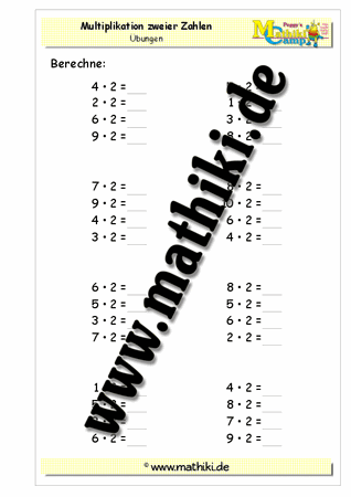 Einmaleins mit 2 - ©2011-2016, www.mathiki.de - Ihre Matheseite im Internet