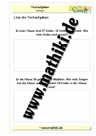 Klasse 2: Textaufgaben zur Addition und Subtraktion - ©2011-2016, www.mathiki.de - Ihre Matheseite im Internet
