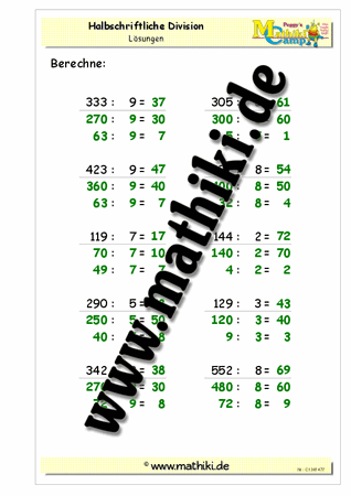 Halbschriftliche Division (HZE : E = ZE) - ©2011-2016, www.mathiki.de - Ihre Matheseite im Internet