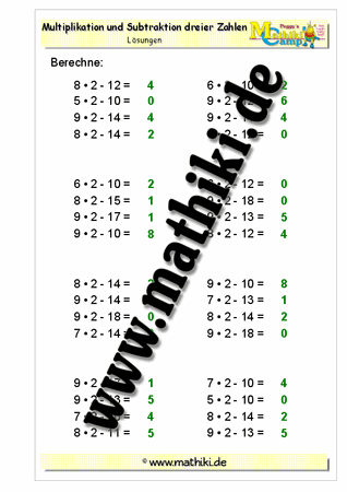Multiplikation / Subtraktion: E • E − ZE - ©2011-2016, www.mathiki.de - Ihre Matheseite im Internet
