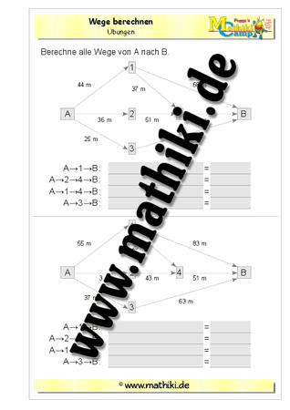 Wege berechnen - ©2011-2016, www.mathiki.de - Ihre Matheseite im Internet