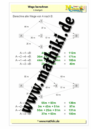 Wege berechnen - ©2011-2016, www.mathiki.de - Ihre Matheseite im Internet