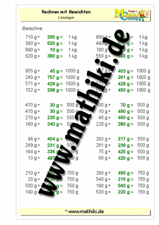 Ergänzen von Gewichten - ©2011-2016, www.mathiki.de - Ihre Matheseite im Internet