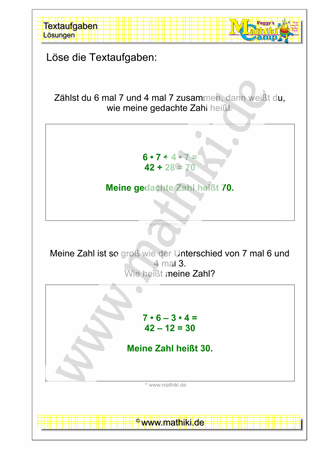 Klasse 3: Zahlenrätsel - ©2011-2016, www.mathiki.de - Ihre Matheseite im Internet