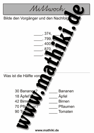 Die Wochenhefte der Klasse 3 - ©2011-2016, www.mathiki.de - Ihre Matheseite im Internet