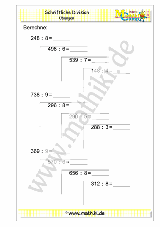 Schriftliche Division ohne Rest - ©2019, www.mathiki.de