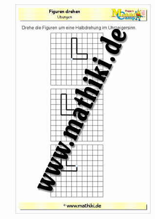 Figuren drehen − Halbdrehung - ©2011-2016, www.mathiki.de - Ihre Matheseite im Internet