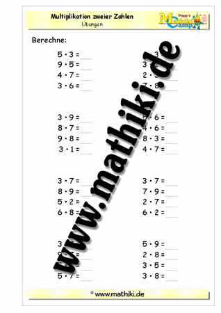 Kleines Einmaleins gemischt - ©2011-2016, www.mathiki.de - Ihre Matheseite im Internet