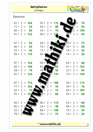 Multiplikation bis 1000 - ©2011-2018, www.mathiki.de