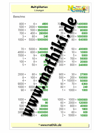 Multiplikation mit Zehnerzahlen - ©2011-2016, www.mathiki.de - Ihre Matheseite im Internet