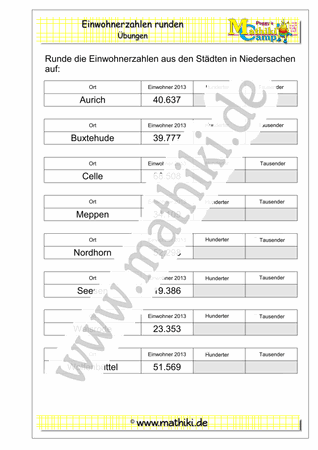 Einwohnerzahlen runden bis 100.000 - ©2011-2016, www.mathiki.de - Ihre Matheseite im Internet