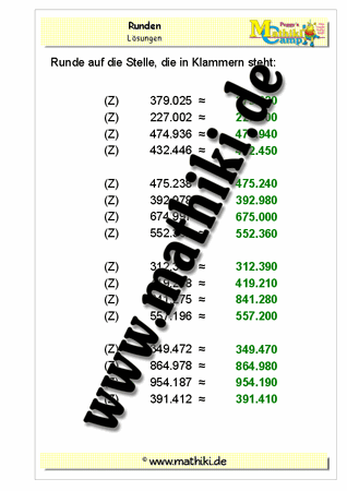 Runden bis 1 Million - ©2011-2016, www.mathiki.de - Ihre Matheseite im Internet