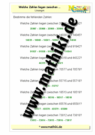 Welche Zahlen liegen zwischen … bis 100.000 - ©2011-2016, www.mathiki.de - Ihre Matheseite im Internet