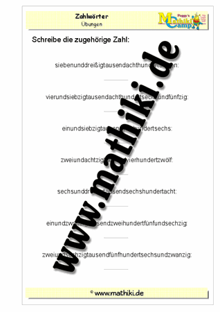 Zahlwörter lesen bis 100.000 - ©2011-2016, www.mathiki.de - Ihre Matheseite im Internet