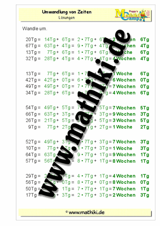 Umwandlung tg in Woche tg und mo in Jahr mo (ausführlich bis kurz) - ©2011-2016, www.mathiki.de - Ihre Matheseite im Internet
