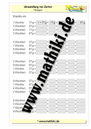 Umwandlung Woche tg in tg und Jahr mo in mo (ausführlich bis kurz) - ©2011-2016, www.mathiki.de - Ihre Matheseite im Internet