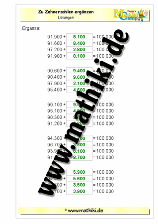 Zahlen ergänzen bis 100.000 - ©2011-2016, www.mathiki.de - Ihre Matheseite im Internet