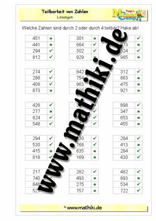 Teilbarkeit testen (zwei Zahlen mit ODER verbunden) bis 1.000 - ©2011-2016, www.mathiki.de - Ihre Matheseite im Internet