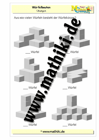 Würfelbauten - ©2011-2016, www.mathiki.de - Ihre Matheseite im Internet
