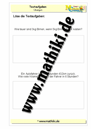 Textaufgaben zur Schlussrechnung - ©2011-2016, www.mathiki.de - Ihre Matheseite im Internet