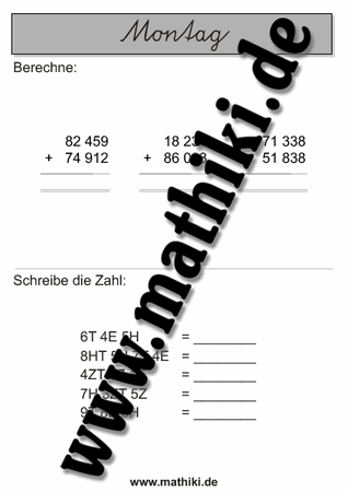 Die Wochenhefte der Klasse 4 - ©2011-2016, www.mathiki.de - Ihre Matheseite im Internet