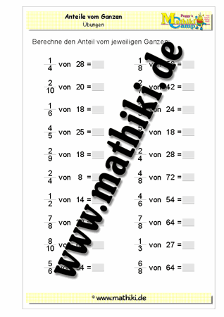 Bruchteile von Größen (II) - ©2011-2018, www.mathiki.de