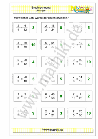 Brüche erweitern (II) (Klasse 5/6) - ©2020, www.mathiki.de