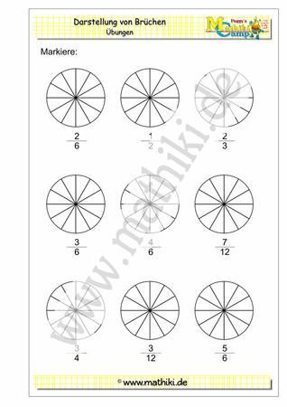 Brüche grafisch darstellen (I) (Klasse 5/6) - ©2018, www.mathiki.de