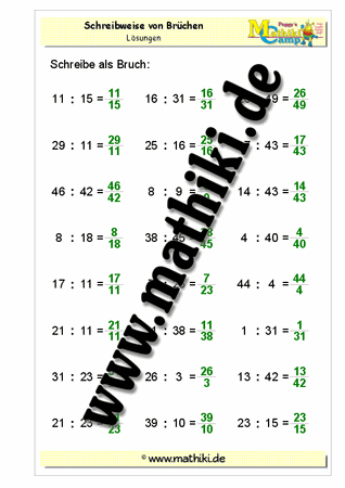 Schreibweise von Brüchen - ©2011-2018, www.mathiki.de